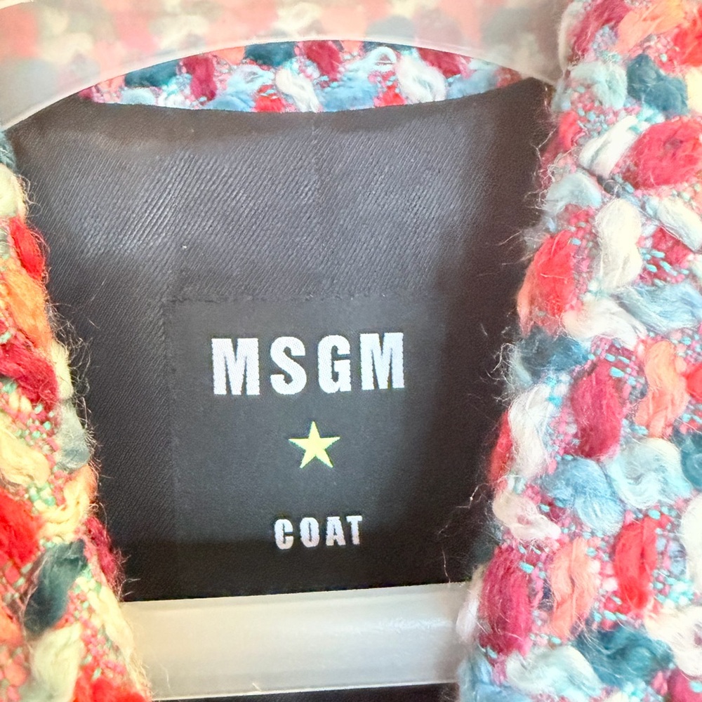 MSGM Pink Multi Tweed Long Maxi Coat - Picture 7 of 14